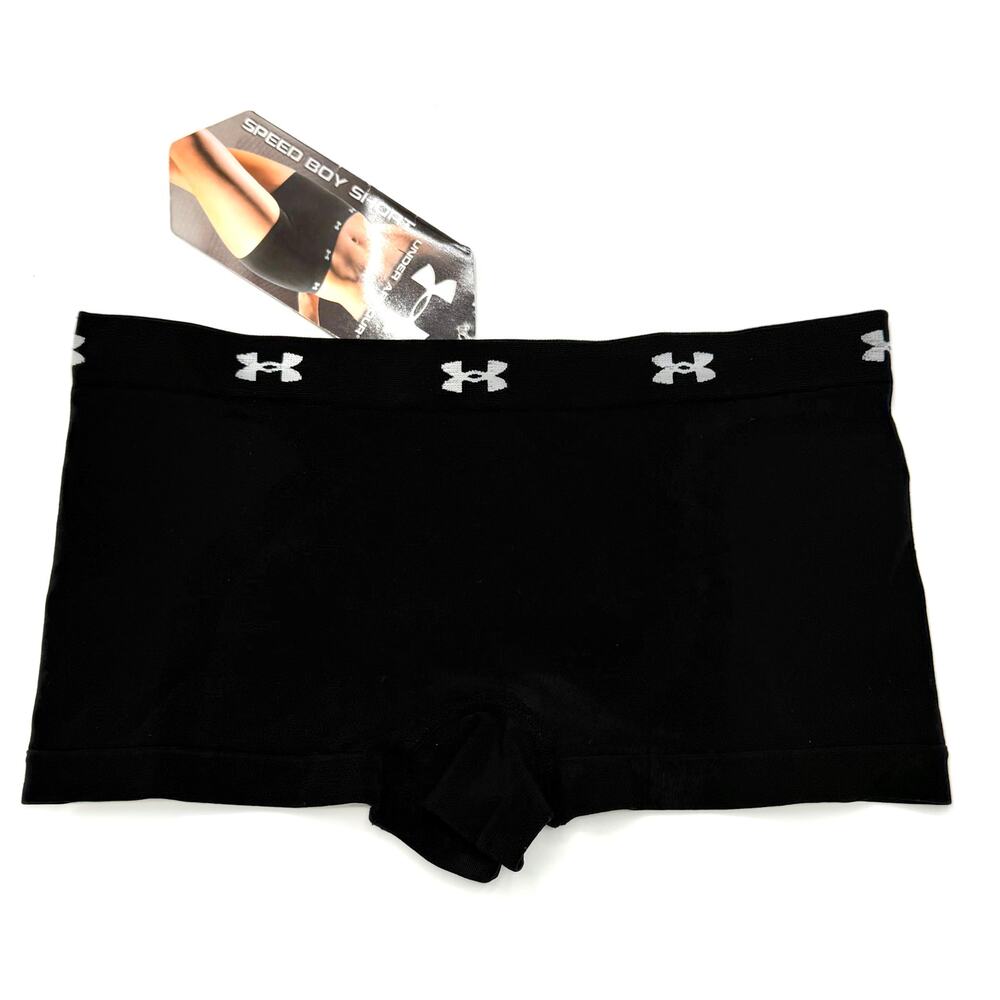 2 Pair Under Armour Black Seamless Speed Boy Shorts Women’s SM NWT Stretch - Picture 3 of 8